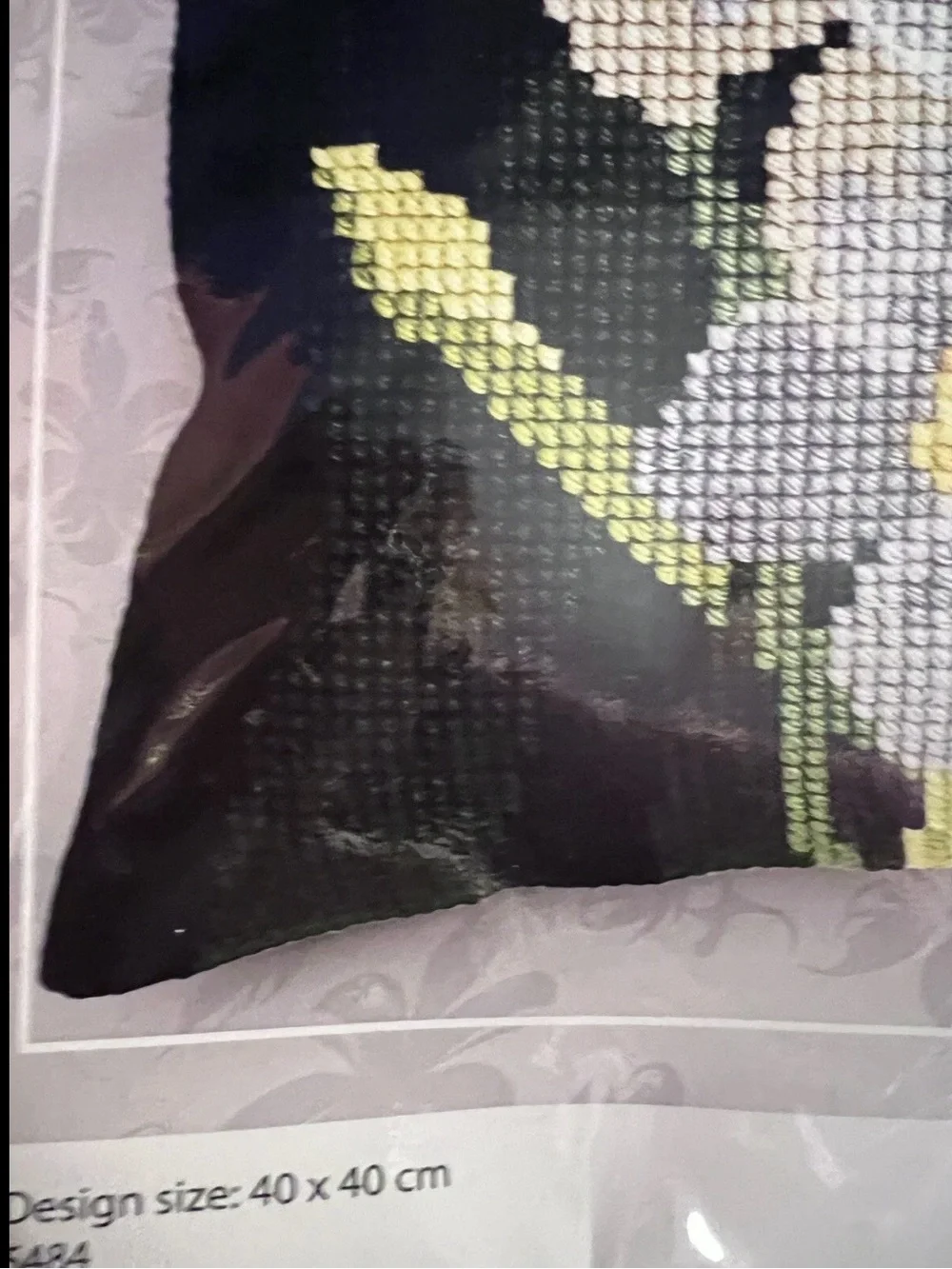 CDA Color Stamped Cross Stitch Pillow Kit Lines of Daffodils DIY 15.7x15.7 Inch